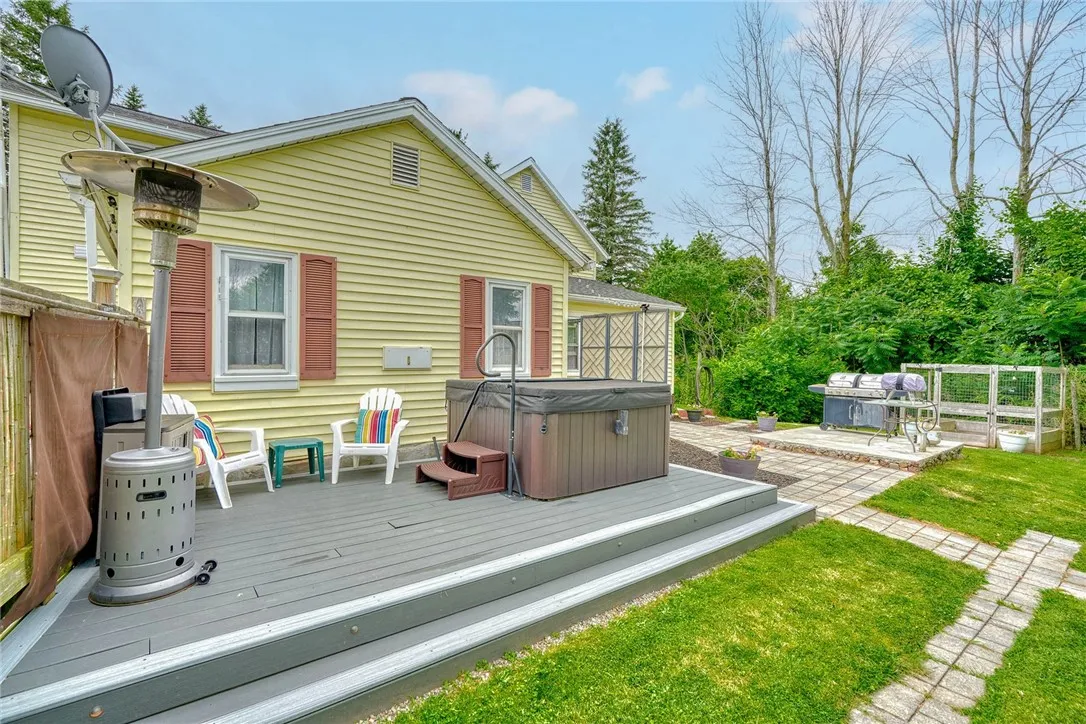 View of the deck and hot tub.