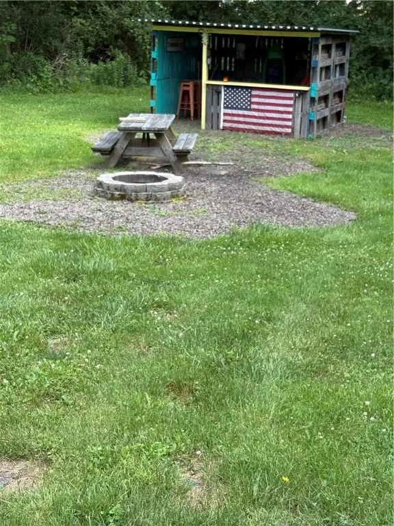 burn pit shed turned into bar area