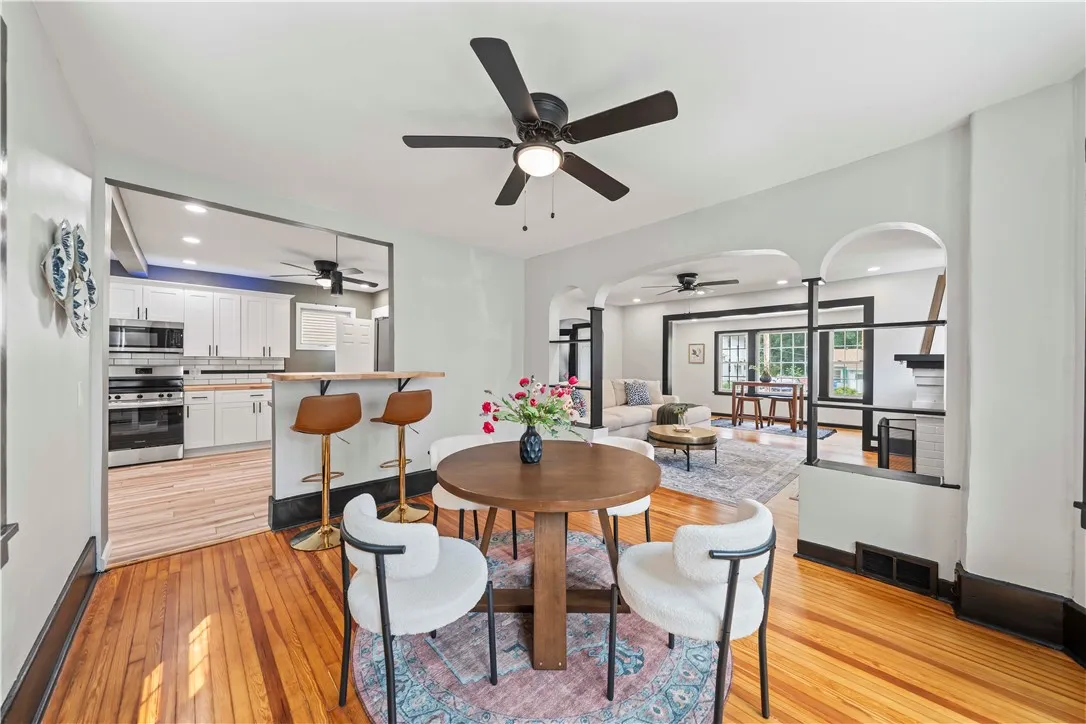 Formal Dining room with original hardwood floors