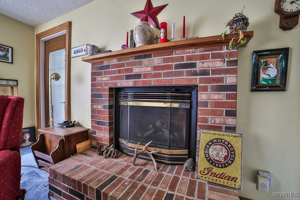 Rear Family room with gas fireplace