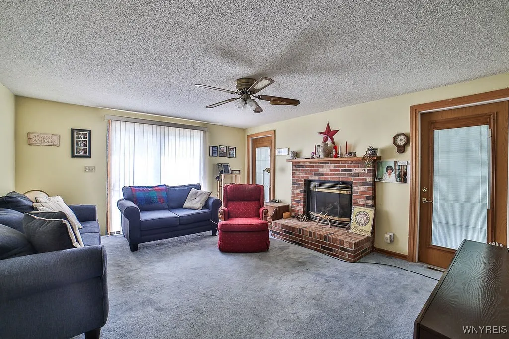 Rear Family room with gas fireplace