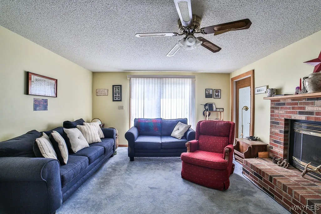Rear Family room with gas fireplace