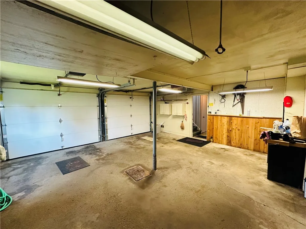 The attached two car garage.