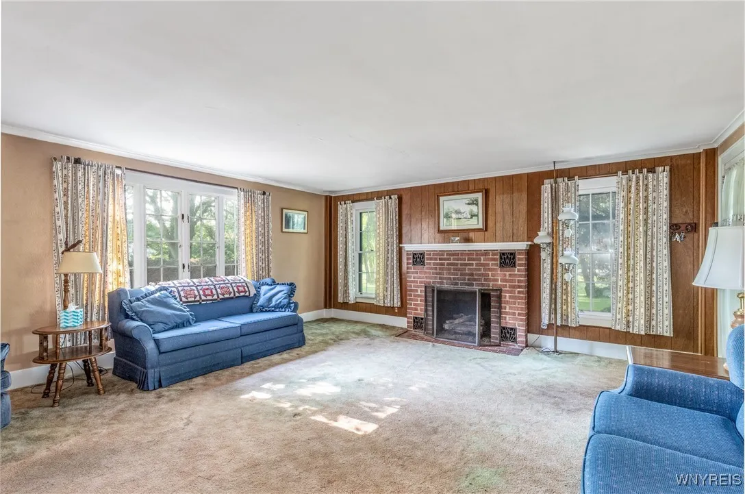 The living room is generously sized.  Enjoy the gas fireplace on chilly evenings.  The insert can easily be removed to change back to woodburning, if desired.