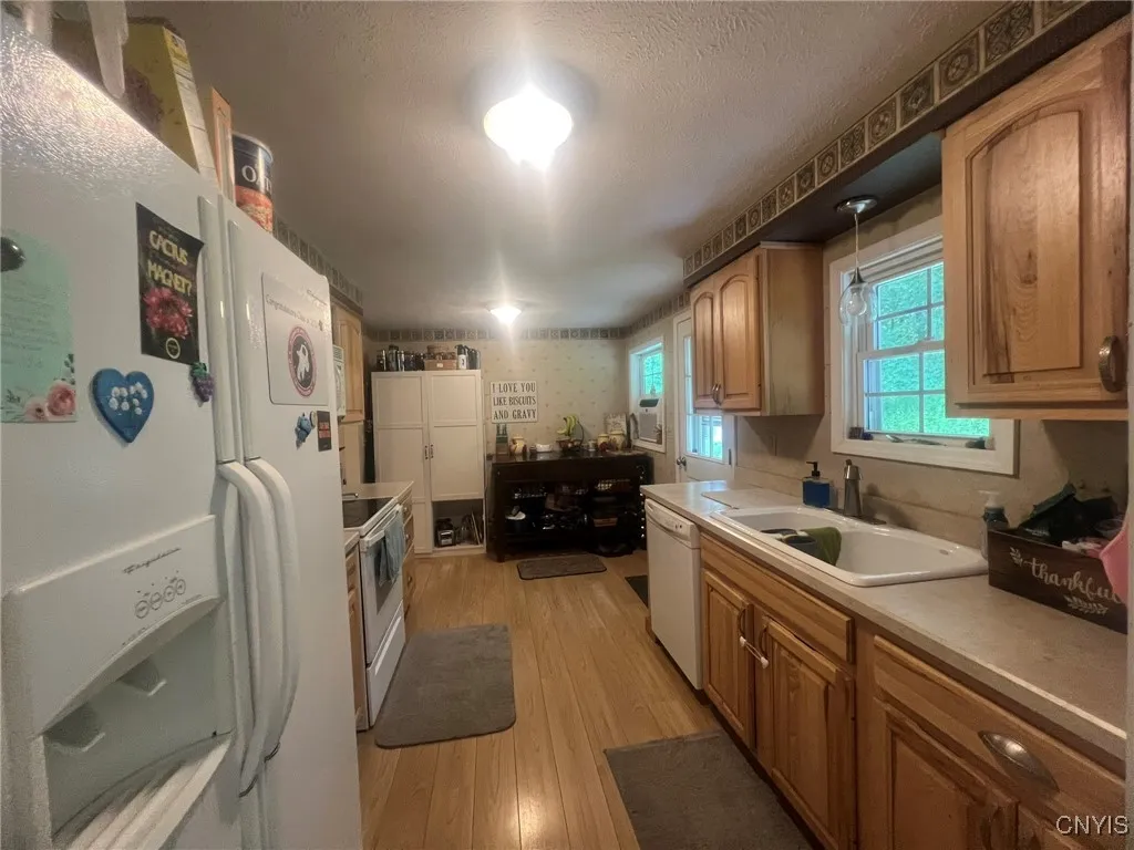 Kitchen with solid surface countertops