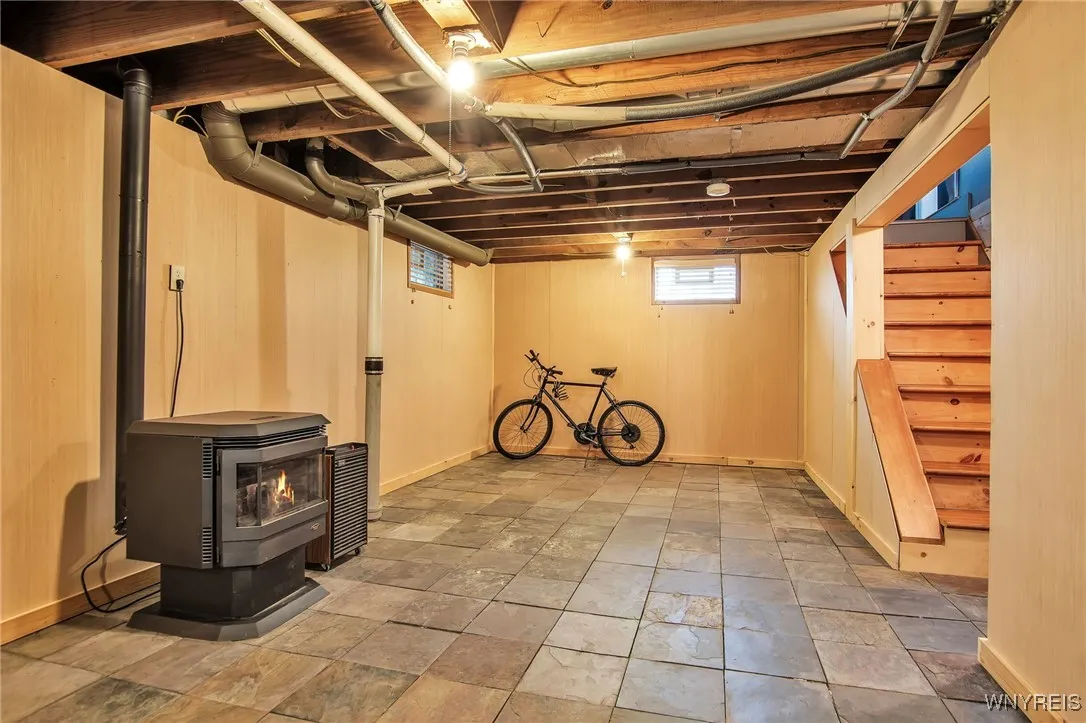 Partially Finished Basement w/pellet stove.