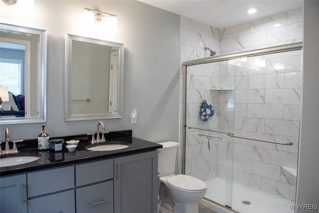 PRIMARY BATHROOM- DOUBLE SINKS - GRANITE- WALK IN SHOWER