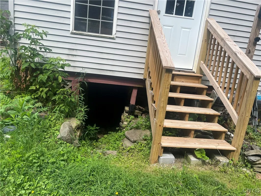 back porch and access to basement