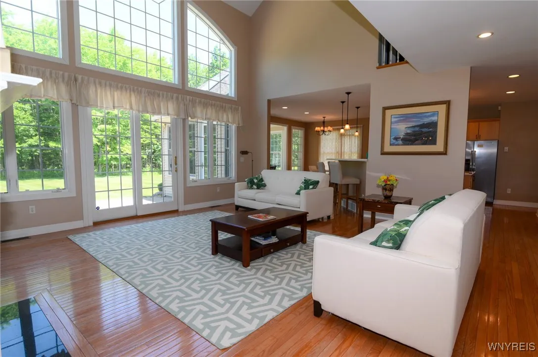 Living room with doors to back patio
