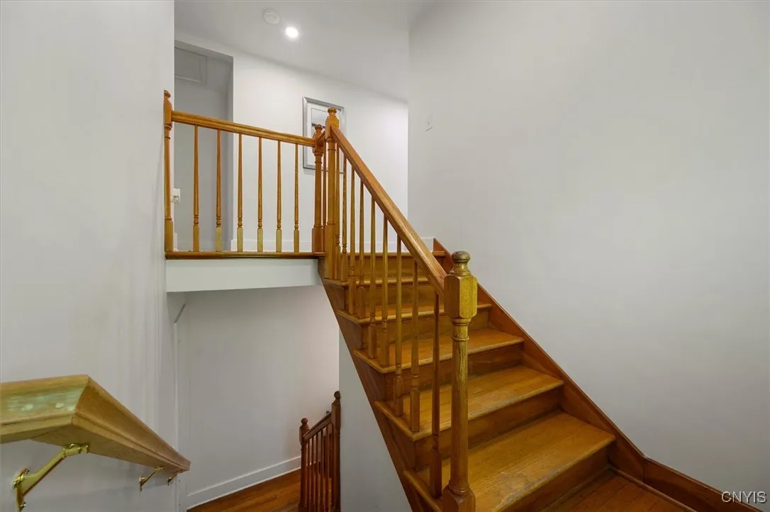 Split stair case continues to second floor~