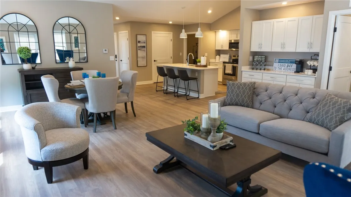 View from Typical Great Room Towards Dining & Kitchen Areas