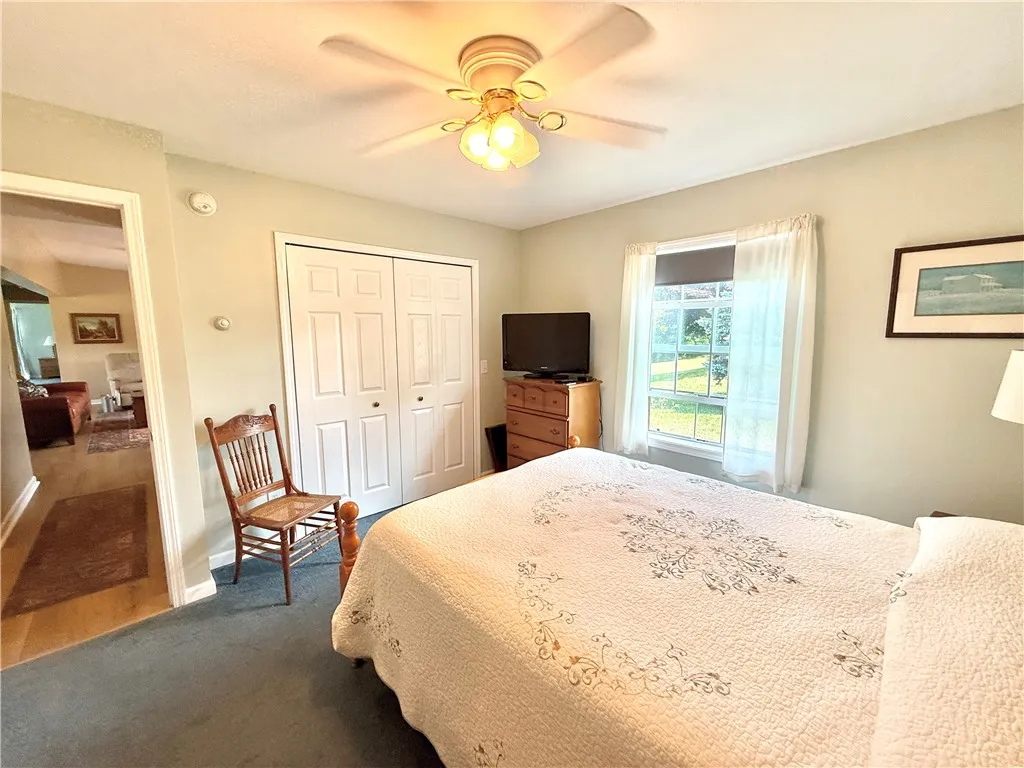 Most rooms have ceiling lights and fans.