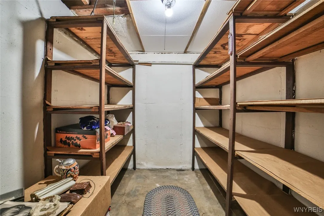 Built in shelving in the basement - lots of storage space,
