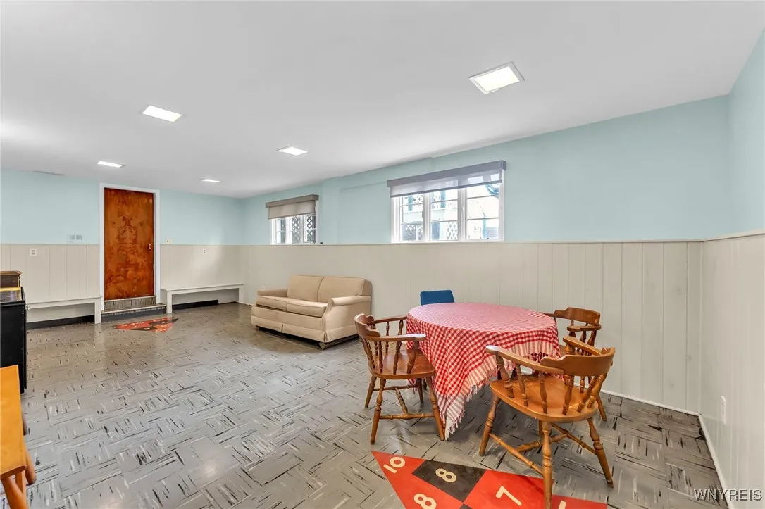 Basement Rec room with adjoining 1/2 bath
