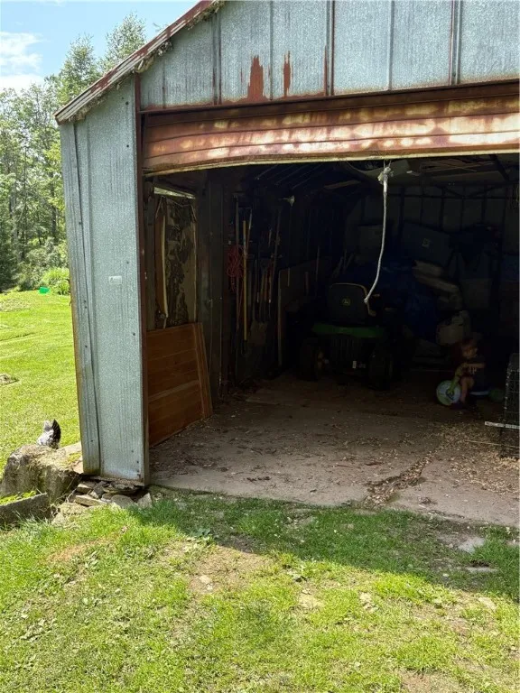 older shed used for lawn care items