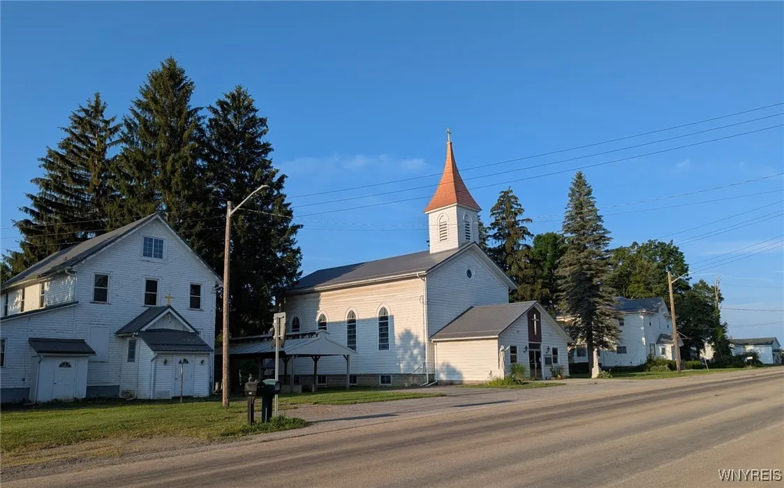All three Buildings: Hall/Church/Rectory