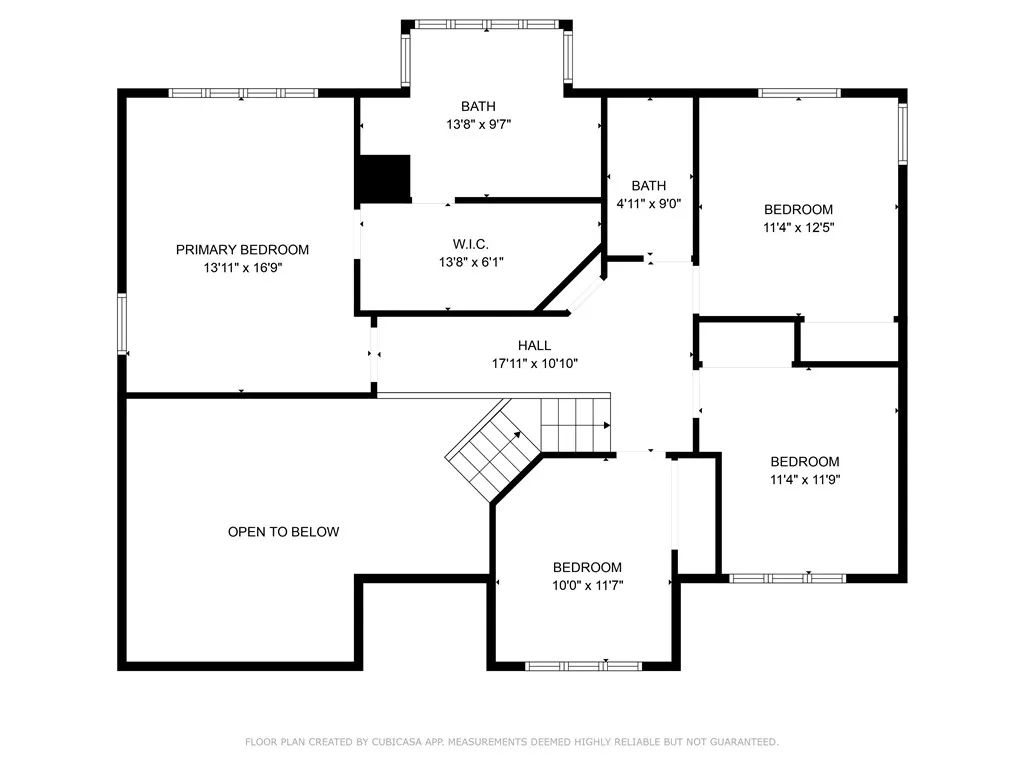 2nd floor floorplan with approximate measurements.
