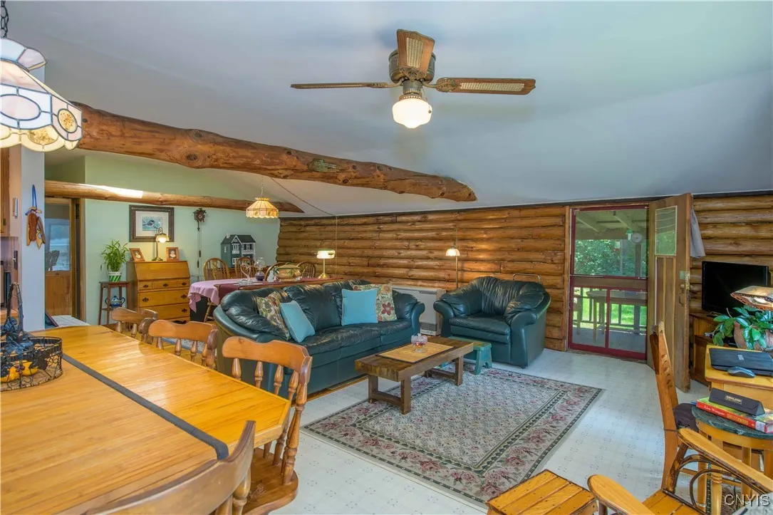 An open floorpan with Kitchen, Living room and Dining room.