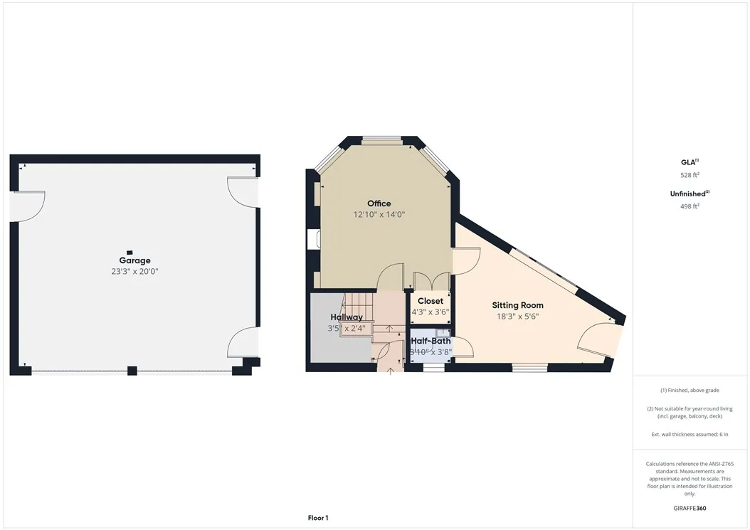 Floor plan First level and garage parking