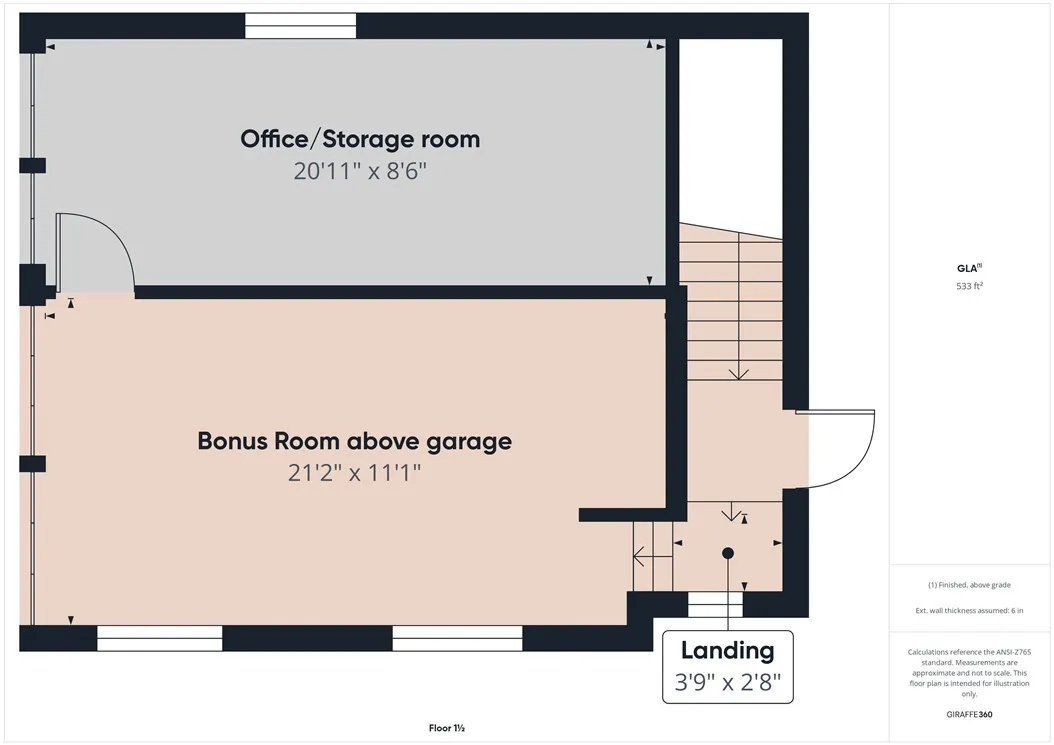 Above garage interior space
