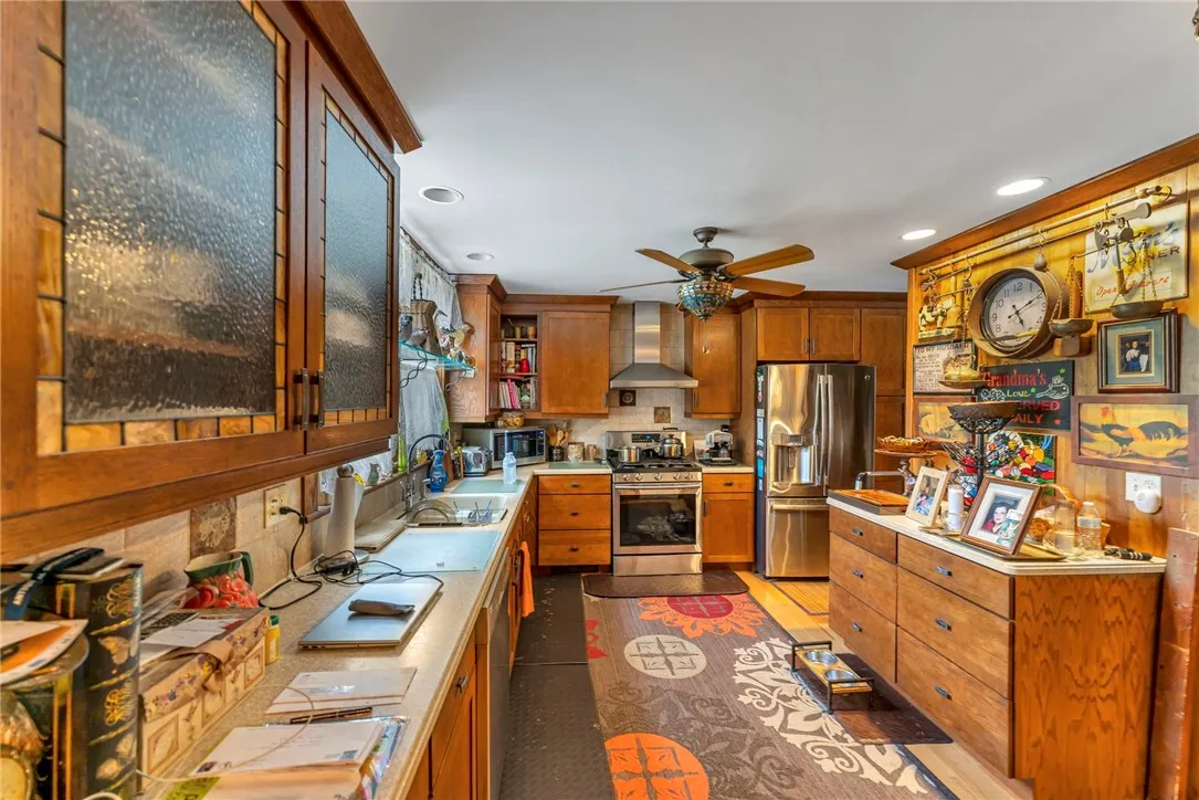 main house kitchen, custom oak cabinets