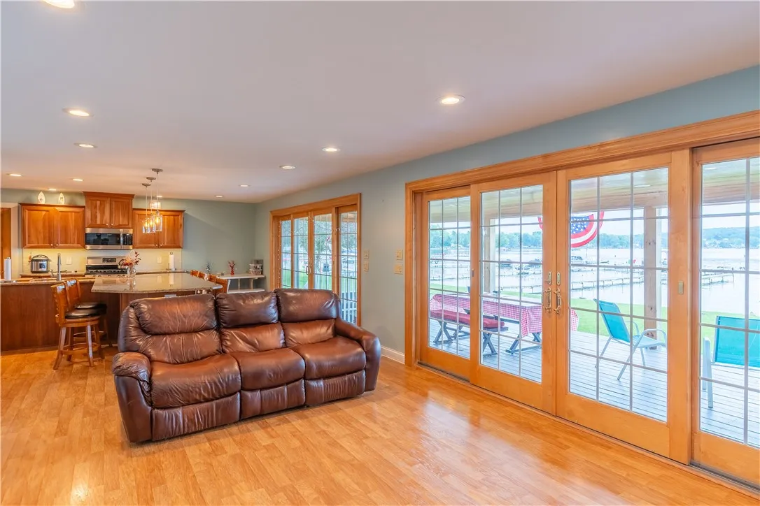 Gathering room/ Great room runs parallel with the massive porch