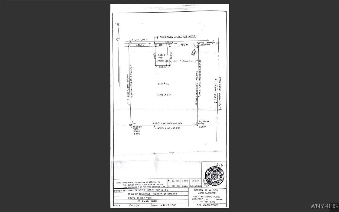 Full survey of 23.25 acre lot