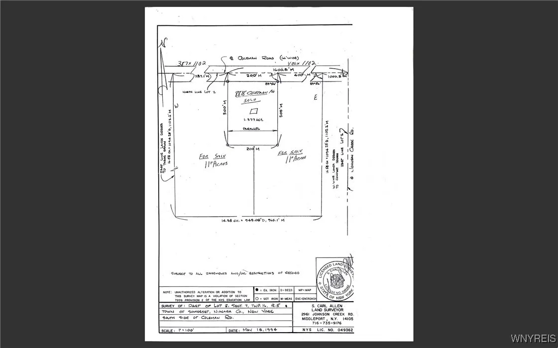 Origional survey showing  double lot