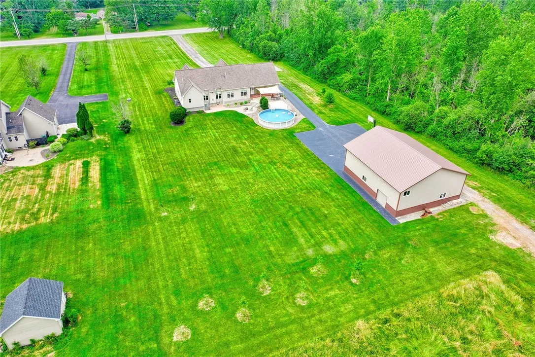 AERIAL VIEW OF BACKYARD & 40X48  BARN