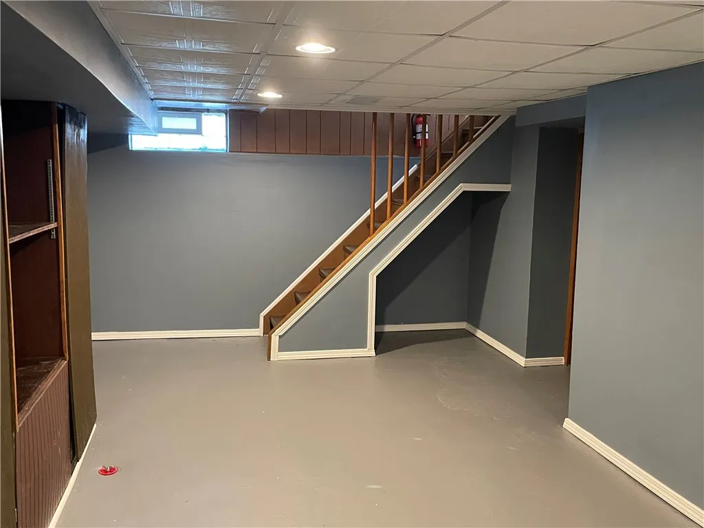 Finished room in the basement.