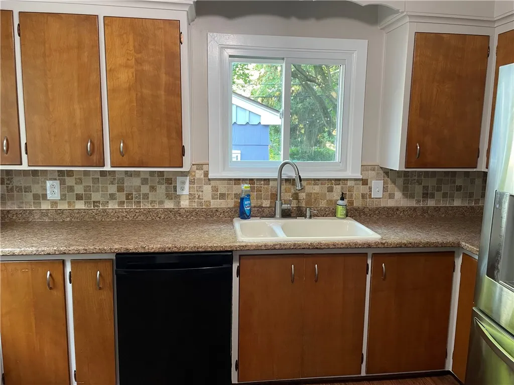 Solid wood cabinets built in to the space