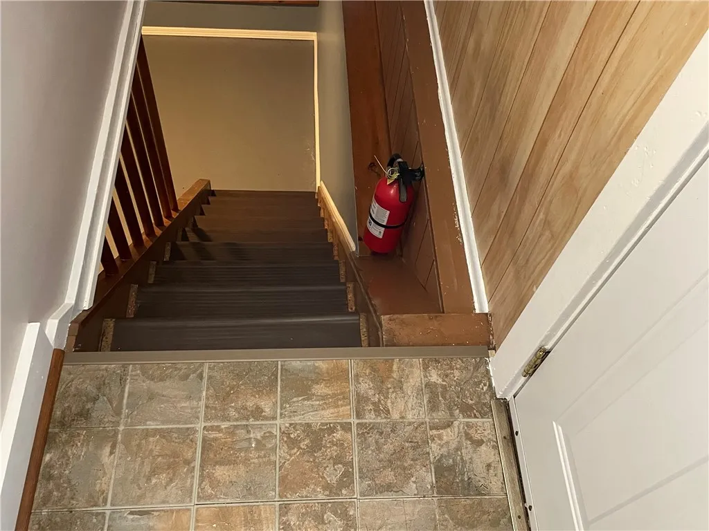 Heading into the basement. The back door is to the right.