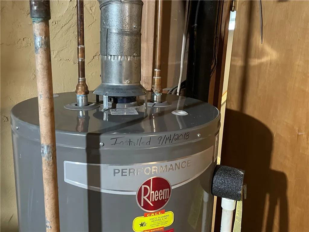 A view of the hot water heater.