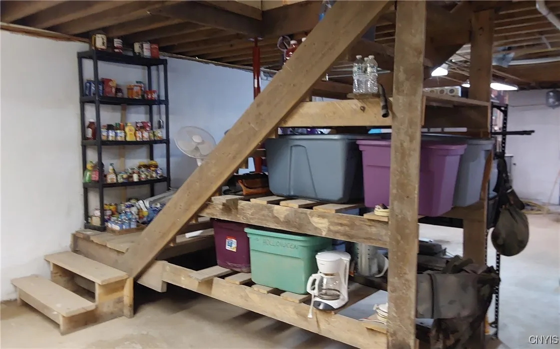 Basement storage under stairs