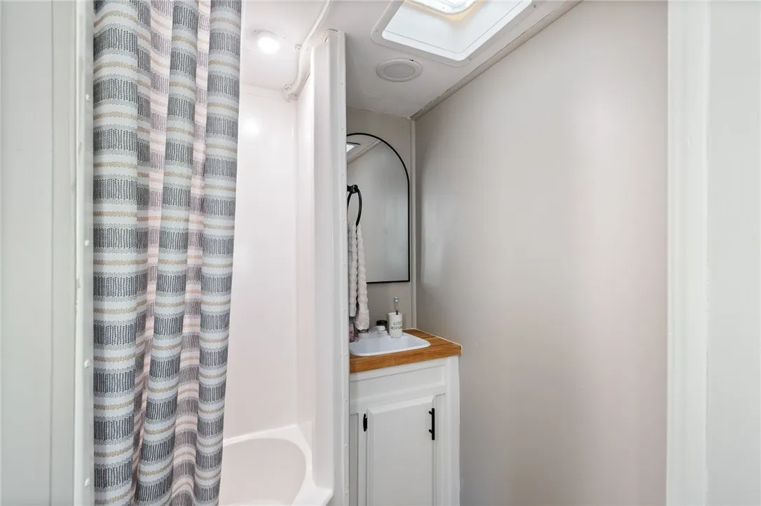The bathroom- even has a mini soaking tub!