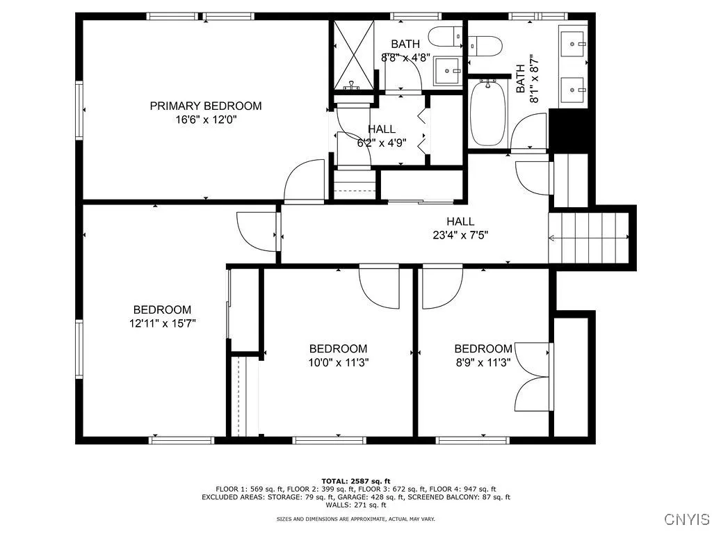 Bedroom level floor plan.
