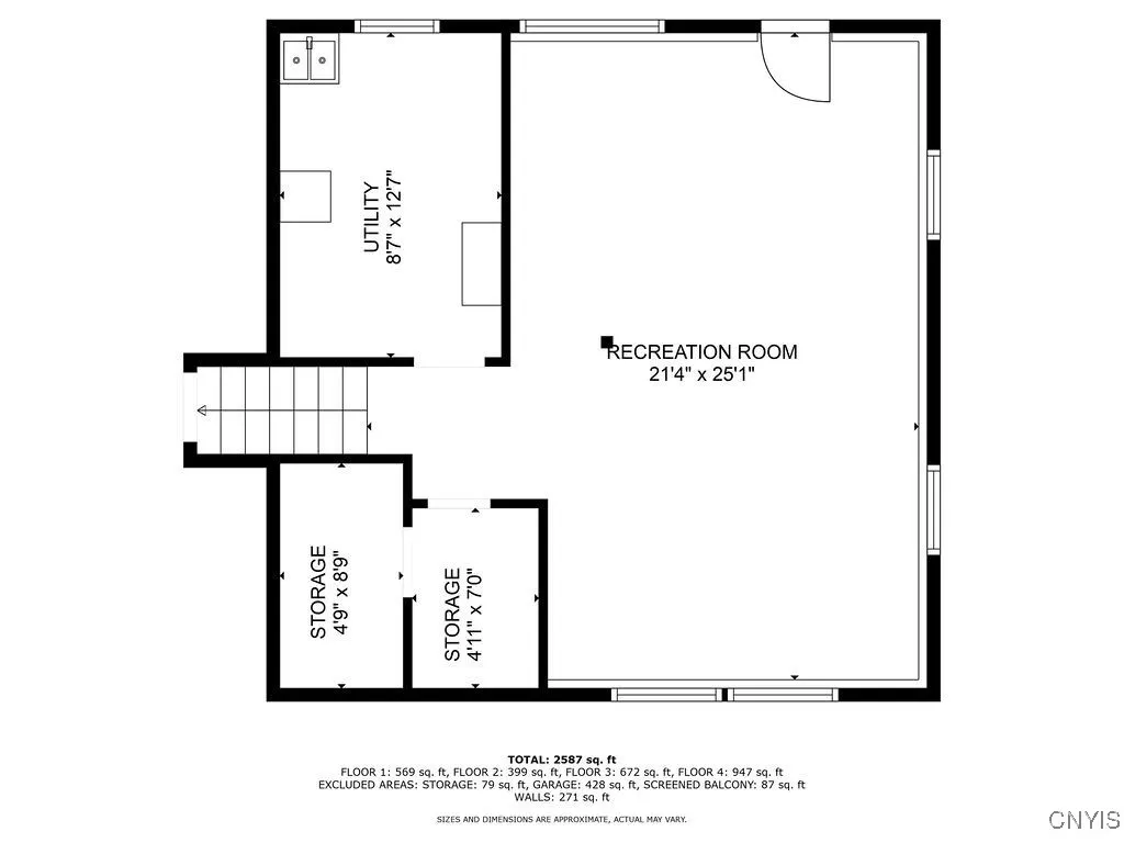 Layout, lower level with Family/Recreation Room