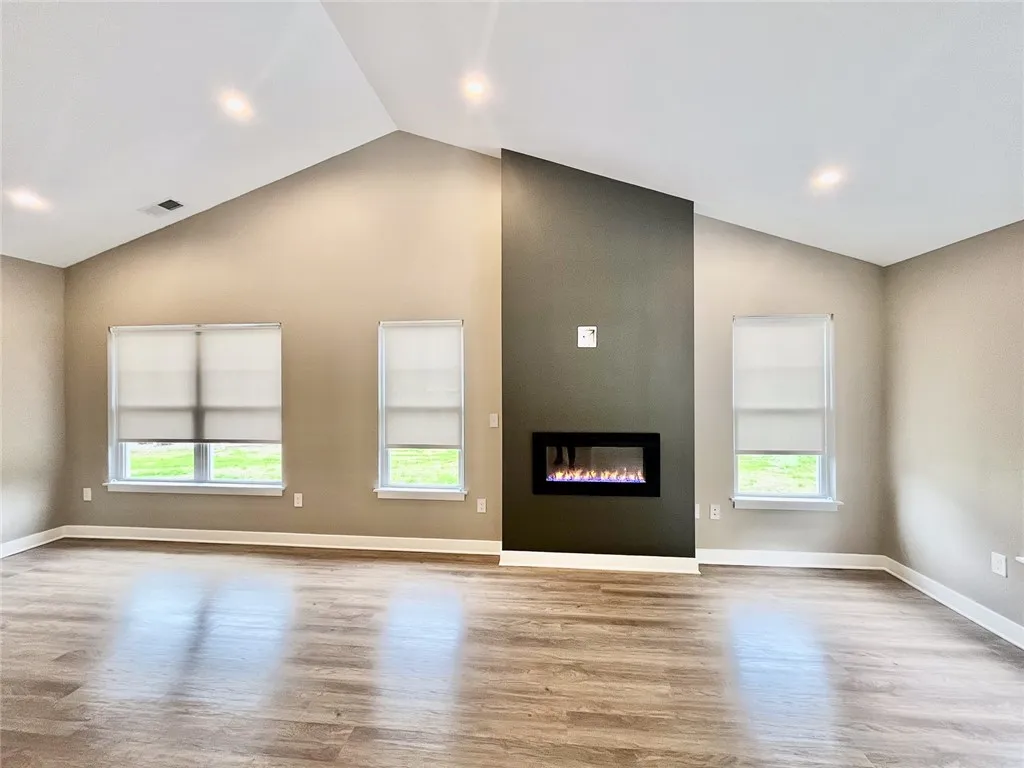Typical End-Unit Great Room with View of Fireplace