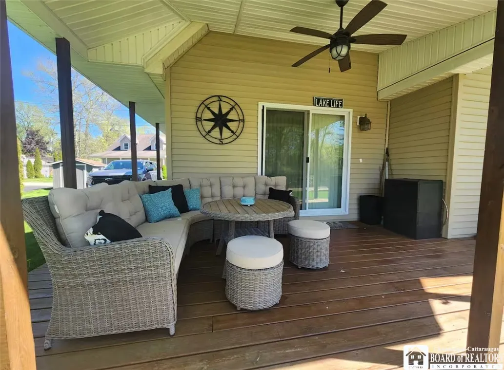 Lovely Porch with Ceiling fan