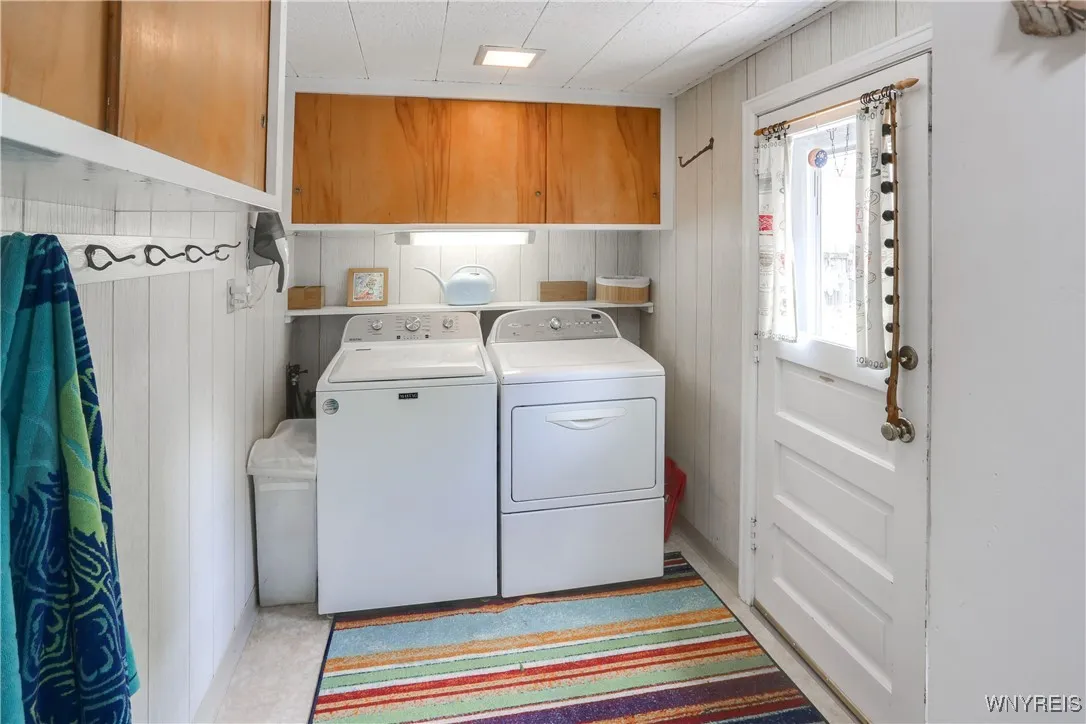1st floor laundry and door that leads to the back patio/yard.