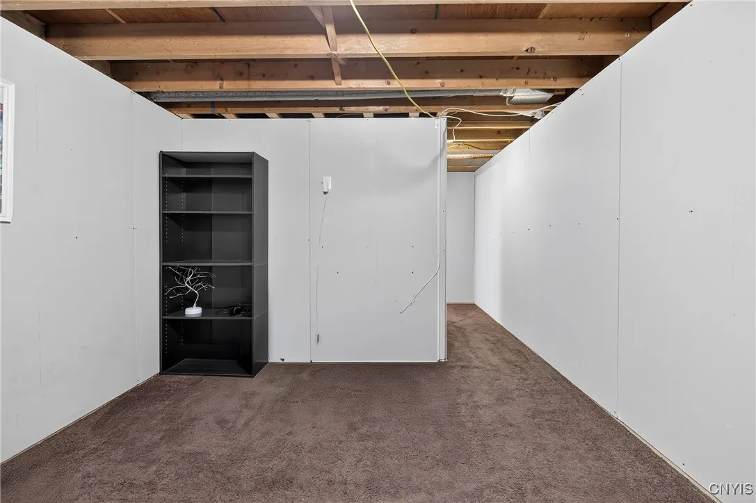 potential living space on lower level with a new bathroom