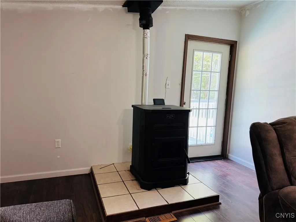 Pellet Stove in Living Room.