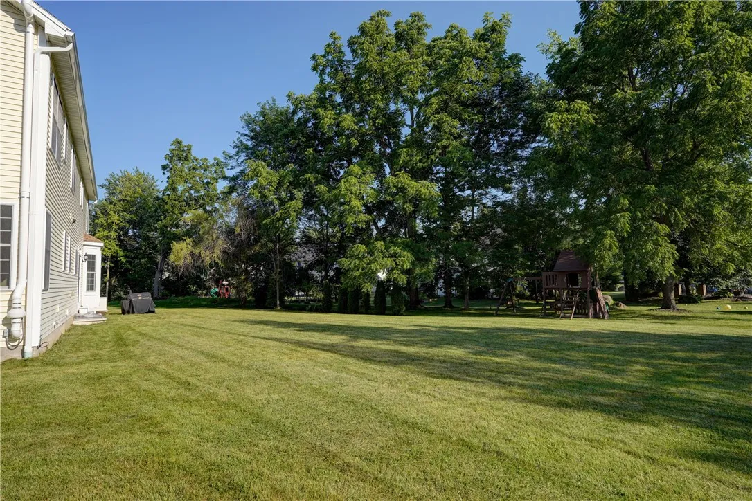 Plenty of level lawn for patio, pool, play gym & entertaining