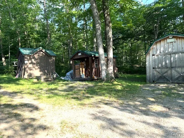 Shed, tiny cabin and garage.