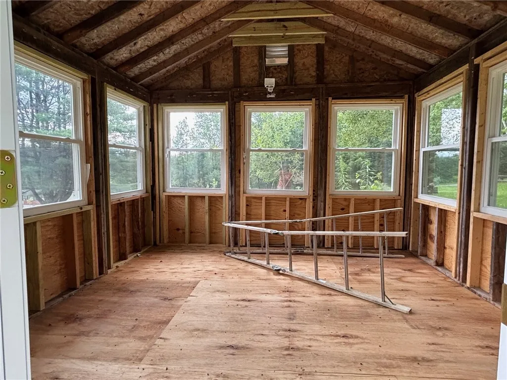Inside shed