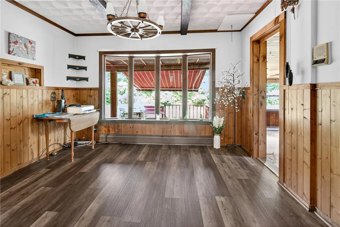 Formal dining room with a view of the deck and back yard