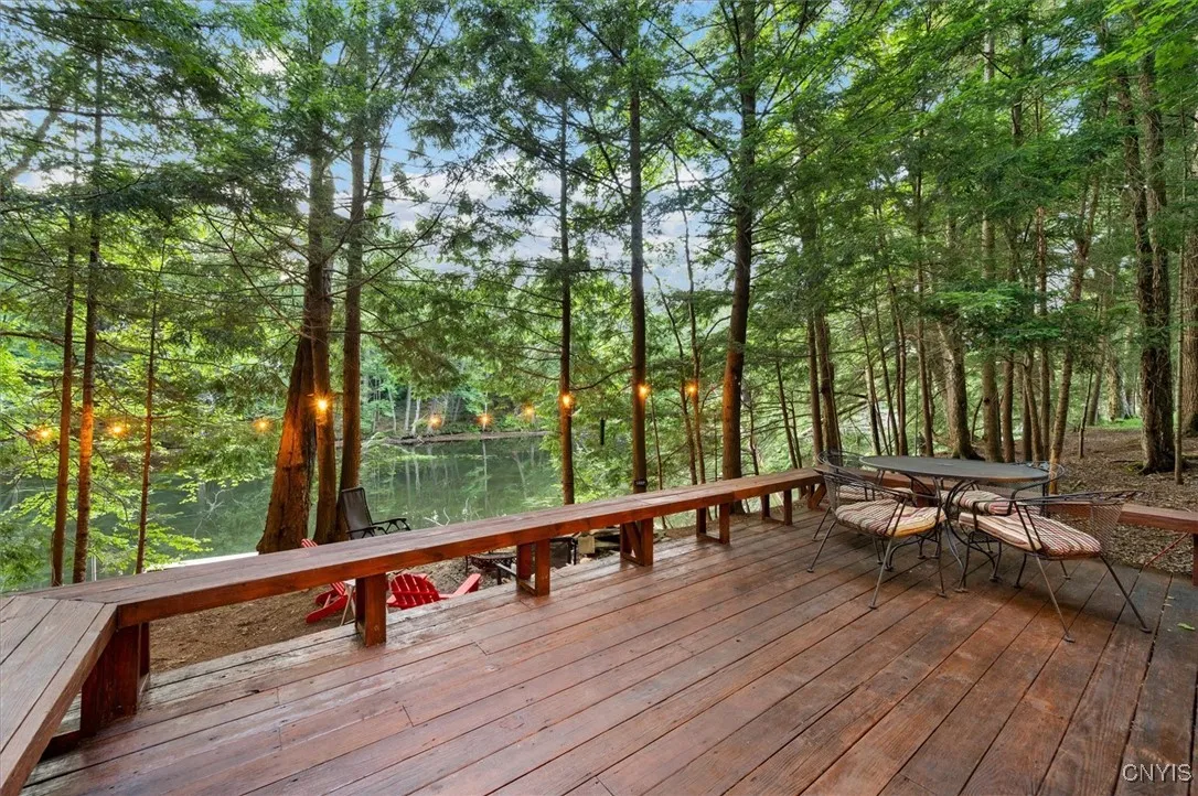 Large deck overlooks the Moose River