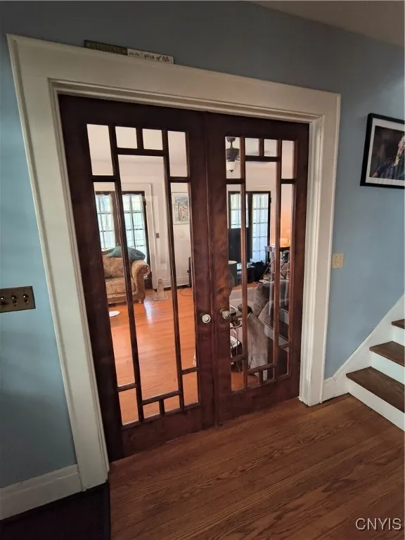 French doors to living room
