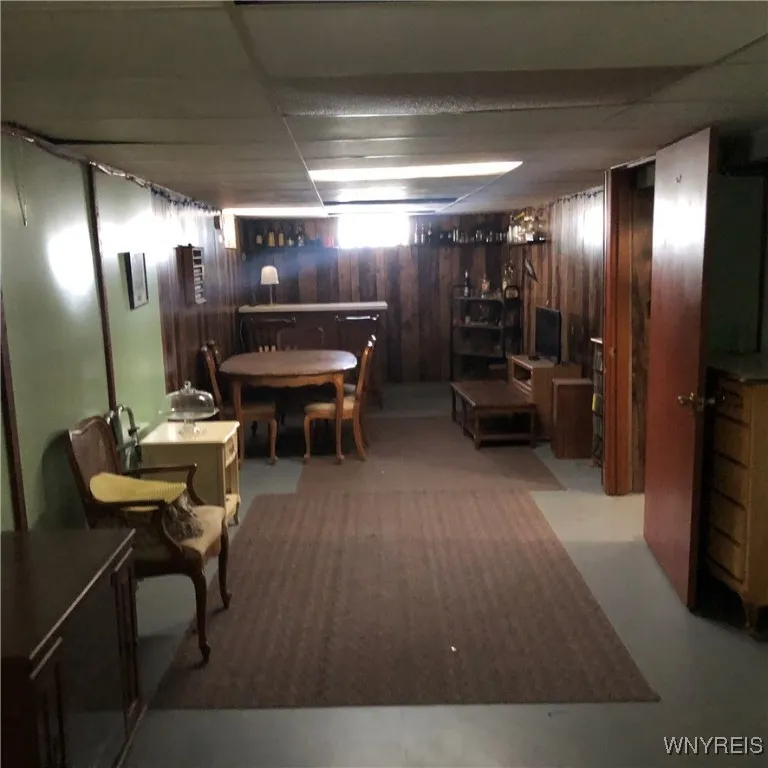 Partially finished area in basement