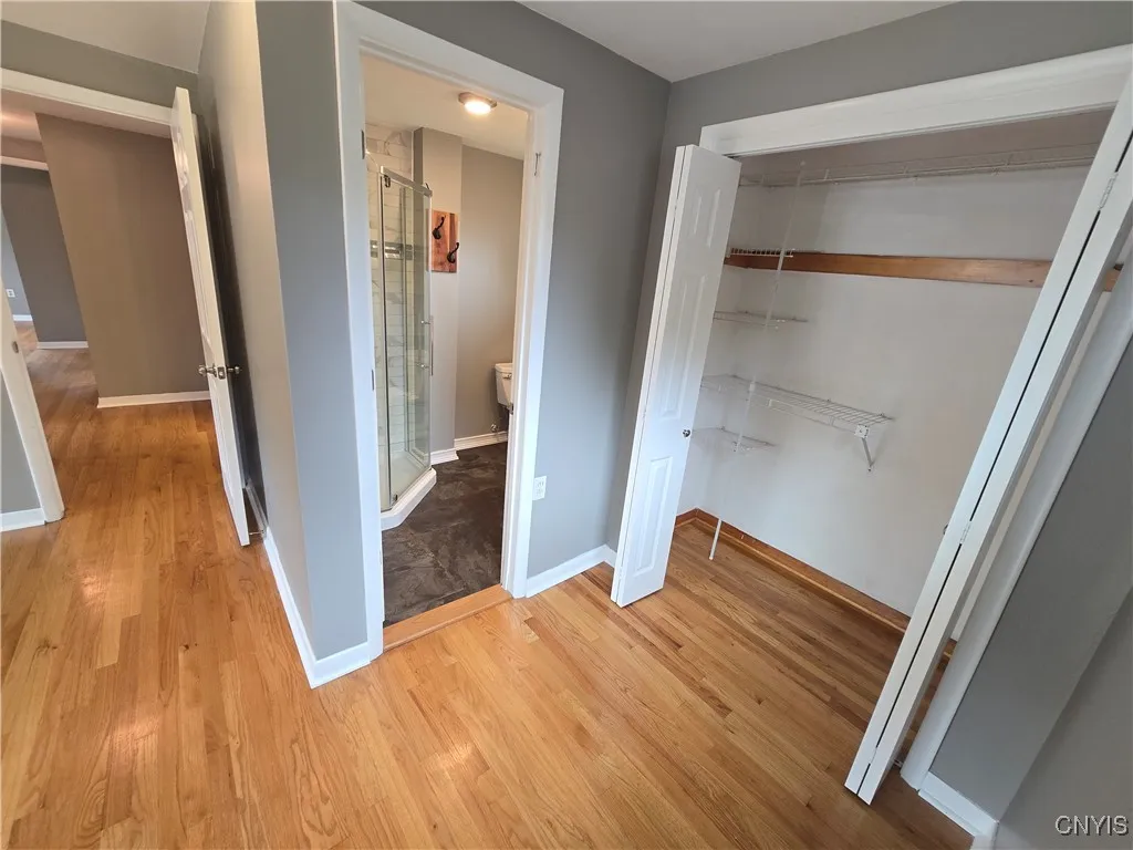 Master bedroom, closet, and master bathroom